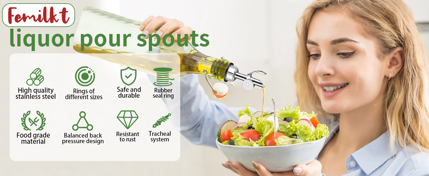 Liquor Pour Spout,Pour Spout for Liquor Bottles,Automatic Olive Oil Dispenser Spout,liquor dispenser,Olive Oil Spout,liquor bottle pourers Alcohol Wine Syrup Home Bar Accessories (Sliver, 12 Pack)