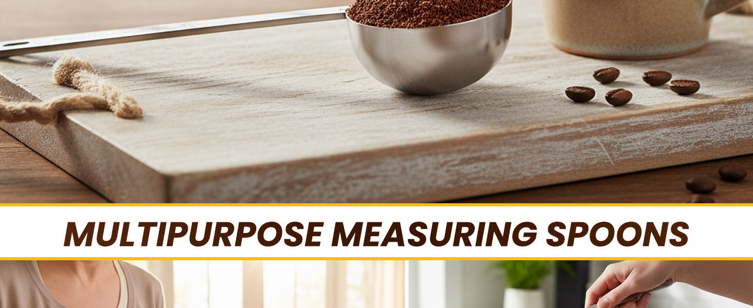 2PCS Stainless Steel Coffee Scoop Set - 1 tbsp (15ml) & 2 tbsp (30ml) Long Handle Ground Coffee Measuring Spoons 1&2 Tablespoon Scoop for Tea, Spices, Protein Powder, Kitchen & Barista Tools