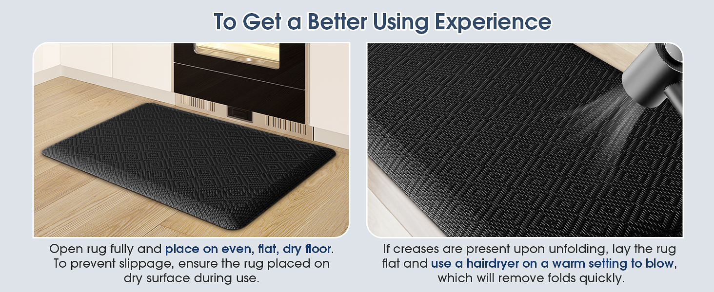 Mattitude Kitchen Mat Cushioned Anti-Fatigue Floor Mat Water Resistant Non-Slip Mats and Rugs Standing and Comfort Desk Mats for House Sink Office Laundry (Black, 17.3