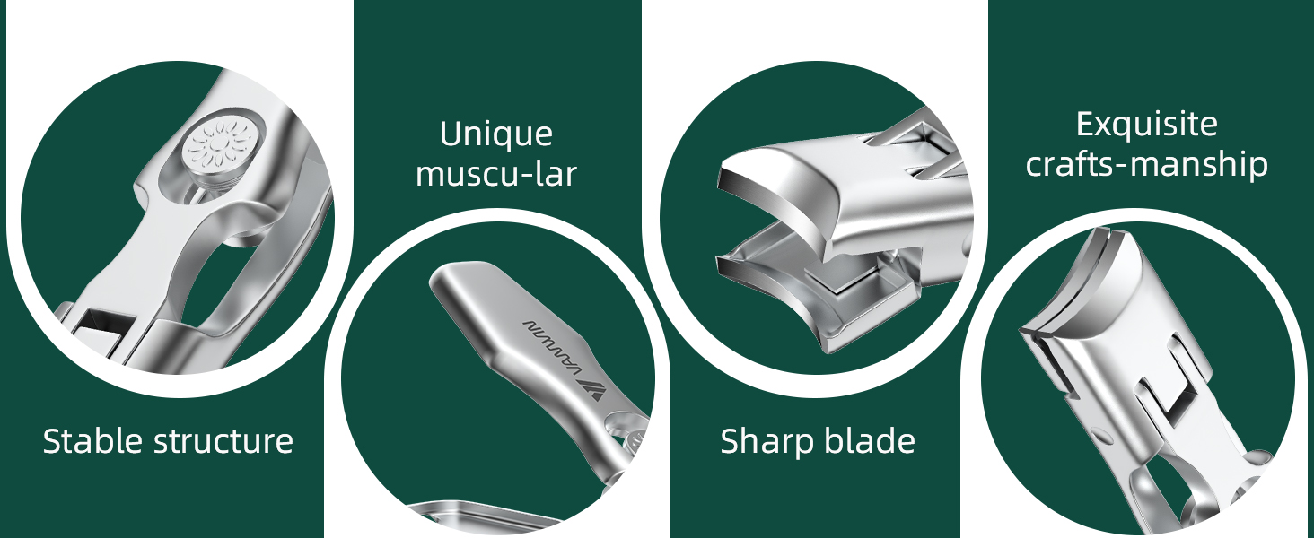 German Nail Clippers for Men Thick Nails, VANWIN Toenail Clippers for Seniors Large Wide Jaw Opening, Heavy Duty No Splash Fingernail Clipper with Safety Lock Nail Clippers with Catcher for Women