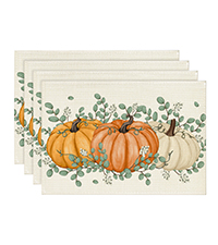 Artoid Mode Brown Poppy Floral Round Table Wedge Placemats Set of 4, Seasonal Kitchen Dining Table Decoration for Indoor Party Home