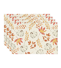 Artoid Mode Brown Poppy Floral Round Table Wedge Placemats Set of 4, Seasonal Kitchen Dining Table Decoration for Indoor Party Home