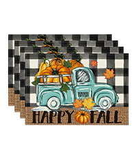 Artoid Mode Brown Poppy Floral Round Table Wedge Placemats Set of 4, Seasonal Kitchen Dining Table Decoration for Indoor Party Home