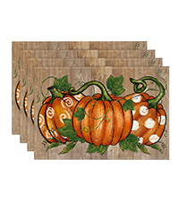 Artoid Mode Brown Poppy Floral Round Table Wedge Placemats Set of 4, Seasonal Kitchen Dining Table Decoration for Indoor Party Home