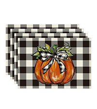 Artoid Mode Brown Poppy Floral Round Table Wedge Placemats Set of 4, Seasonal Kitchen Dining Table Decoration for Indoor Party Home