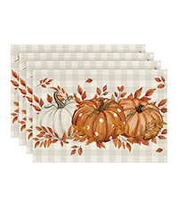 Artoid Mode Brown Poppy Floral Round Table Wedge Placemats Set of 4, Seasonal Kitchen Dining Table Decoration for Indoor Party Home