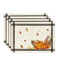 Artoid Mode Brown Poppy Floral Round Table Wedge Placemats Set of 4, Seasonal Kitchen Dining Table Decoration for Indoor Party Home