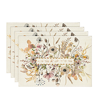 Artoid Mode Brown Poppy Floral Round Table Wedge Placemats Set of 4, Seasonal Kitchen Dining Table Decoration for Indoor Party Home