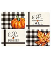 Artoid Mode Brown Poppy Floral Round Table Wedge Placemats Set of 4, Seasonal Kitchen Dining Table Decoration for Indoor Party Home