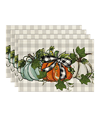 Artoid Mode Brown Poppy Floral Round Table Wedge Placemats Set of 4, Seasonal Kitchen Dining Table Decoration for Indoor Party Home