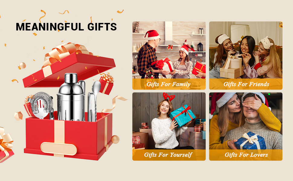 Bartender Kit Cocktail Shaker Set, Stainless Steel Cocktail Kit with 12 Piece Bar Accessories, 25oz Shaker Bar Set Drink Mixer Set with Stand Jigger Strainer Spoon Muddler for Cocktails (Silver)