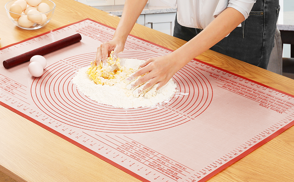 Silicone Pastry Mat 36x24 Inch Nonstick Baking Mat -Perfect for Dough, Pastry, Dough Rolling, Kneading Board, Pie Crust, Fondant, Pasta/Pizza, Kitchen Counter Mat