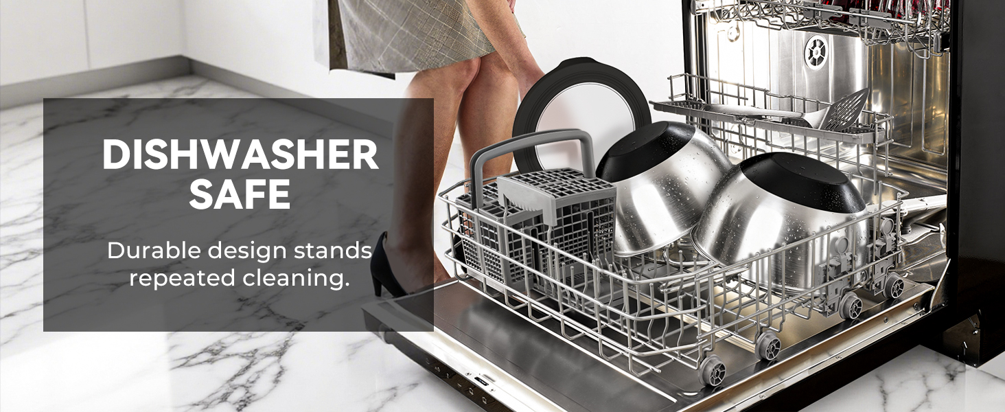 Stainless Steel Mixing Bowls with Lids – Set of 5 Large Nesting Metal Bowls for Kitchen, Baking, Cooking, Food Prep & Storage, Non-Slip Base, Dishwasher Safe,Black