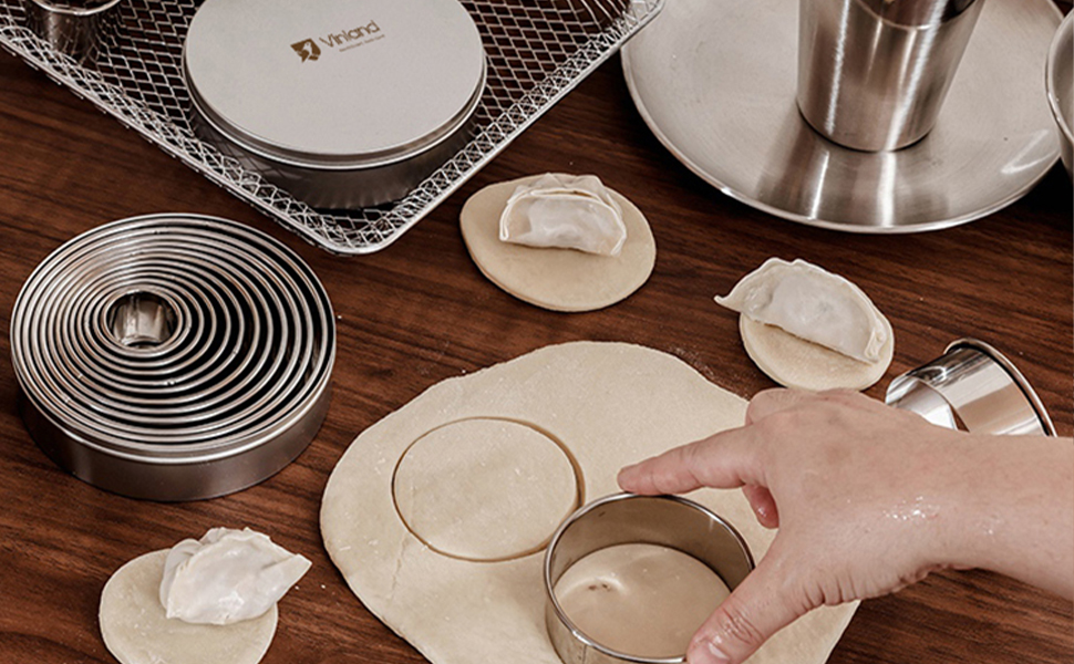 12 Pcs 304 Stainless Steel Biscuit Cutter Set - Round Cookie Cutters for Baking (1/2/3/4/5'') with Storage Box, Dough Pastry Cake Circle Cutting Ring Molds, Non-Rust, Dishwasher Safe & 1.5‘’ High