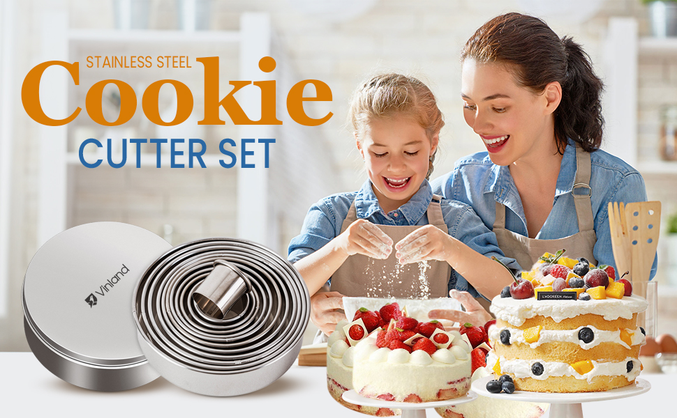 12 Pcs 304 Stainless Steel Biscuit Cutter Set - Round Cookie Cutters for Baking (1/2/3/4/5'') with Storage Box, Dough Pastry Cake Circle Cutting Ring Molds, Non-Rust, Dishwasher Safe & 1.5‘’ High