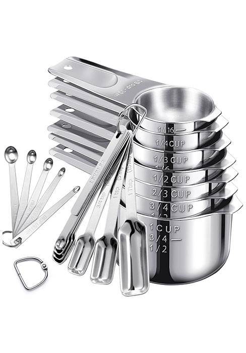 Measuring Cups, AMOHEE 7PCS Stainless Steel Measuring Cups with a Storage Bag for Cooking & Baking, Dishwasher Safe