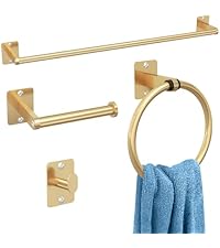 Matte Black Bathroom Accessories Set, KLJKPA 4 Pieces Bathroom Hardware Set, 24 inch Towel Bar, Towel Racks for Bathroom, Robe Towel Hooks, Toilet Paper Holder Wall Mounted