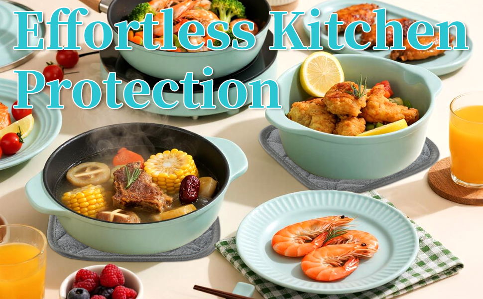 MAQIHAN Pot Holders for Kitchen - 4 PCS Cotton Pot Holder Set Hot Pads for Kitchen and Dining Essentials Decor and Accessories Gray 7 Inch Terry Cloth for Oven Cooking Baking Pans