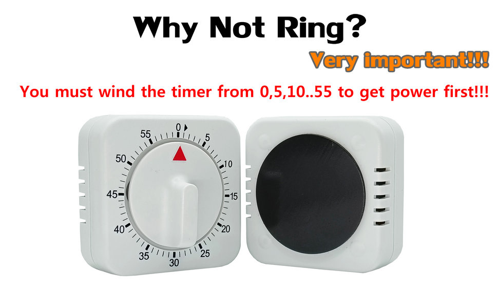 Square 60 Minute Mechanical Kitchen Timer - Visual Kitchen Cooking Timer Clock with Loud Alarm - No Batteries Required-Manual Countdown Timer for Classroom, Home, Study and Cooking (White)