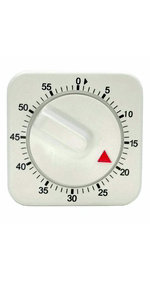 Square 60 Minute Mechanical Kitchen Timer - Visual Kitchen Cooking Timer Clock with Loud Alarm - No Batteries Required-Manual Countdown Timer for Classroom, Home, Study and Cooking (White)