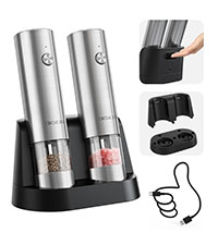 CIRCLE JOY Manual Pepper Grinder, Spice Mill for Professional Chef, Refillable Pepper Shakers with Ceramic Blades, Adjustable Coarseness and BPA-free 180ml Glass Container, Tall Black