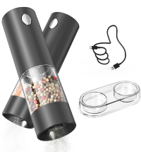 CIRCLE JOY Manual Pepper Grinder, Spice Mill for Professional Chef, Refillable Pepper Shakers with Ceramic Blades, Adjustable Coarseness and BPA-free 180ml Glass Container, Tall Black