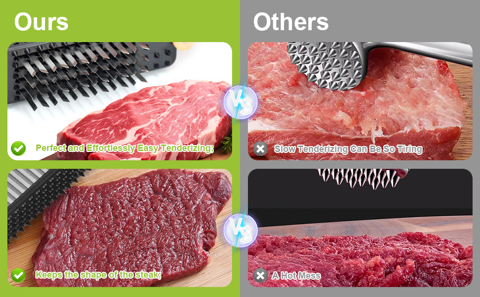 Meat Tenderizer Tool, Meat Tenderizer Stapler with 48 Stainless Steel Ultra Sharp Needle Blades, Compact Cooking Tool for Tenderizing Beef Chicken Turkey Steak Veal Pork