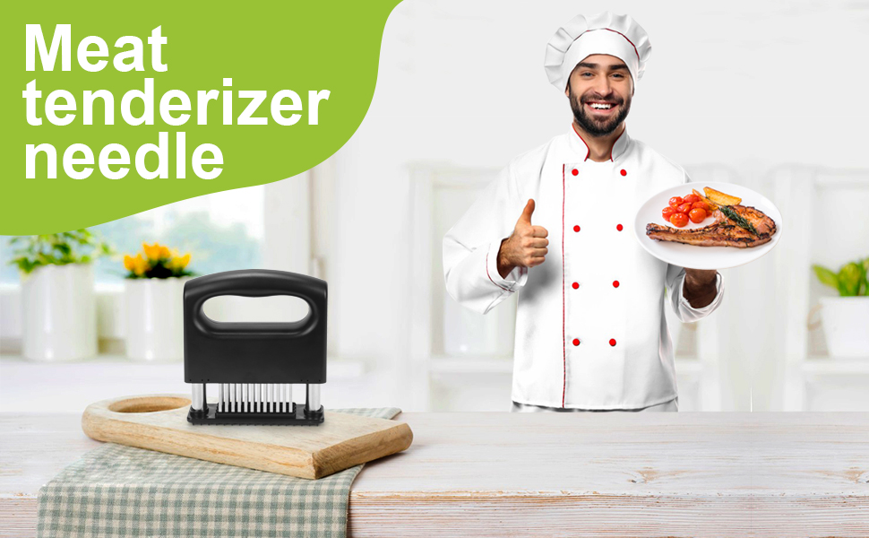 Meat Tenderizer Tool, Meat Tenderizer Stapler with 48 Stainless Steel Ultra Sharp Needle Blades, Compact Cooking Tool for Tenderizing Beef Chicken Turkey Steak Veal Pork