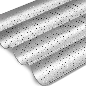 Baguette Bread Pan, Premium Nonstick Perforated Baguette Pan for French Bread Baking, 4 Loaves Baguette Baking Tray for Sourdough, Italian Bread, Perfect for Creating Crisp Golden-Brown Crust
