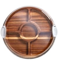 Farberware Build-A-Board Bamboo Cutting Board with Single Storage Compartment, Clear Locking Lid, Black Handles, Perfect for Charcuterie & Snacks