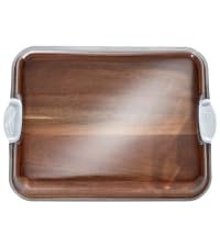 Farberware Build-A-Board Bamboo Cutting Board with Single Storage Compartment, Clear Locking Lid, Black Handles, Perfect for Charcuterie & Snacks