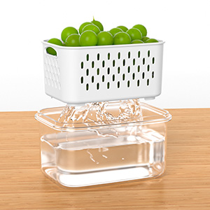 Fruit Storage Containers for Fridge with Removable Colander, 8 Pack Fruit Containers for Fridge with 2 Function Divider Plate, Airtight Storage Container to Keep Berry Fruit Fresh, Dishwasher Safe