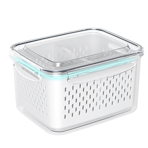 Fruit Storage Containers for Fridge with Removable Colander, 8 Pack Fruit Containers for Fridge with 2 Function Divider Plate, Airtight Storage Container to Keep Berry Fruit Fresh, Dishwasher Safe