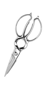 MITSUMOTO SAKARI 8 Inch Kitchen Scissors & Poultry Shears, Heavy Duty Titanium Plated, Detachable for Meat, Chicken, Fish, Bones