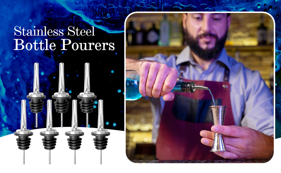 80 Pack Stainless Steel Bottle Pourers Tapered Liquor Pourers with Rubber Dust Caps Tapered Pour Spouts for Liquor Bottles Vinegar Bottle Dispenser for Wine Oil Beer Drink Water Bar Supplies