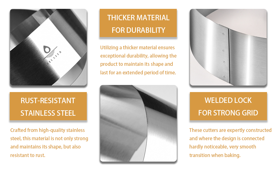 3Pcs Cake Molds for Baking, Stainless Steel Mousse Cake Rings, Mousse Ring Mold Round for Bakeware Tools-4/6/8in (2.36''H)