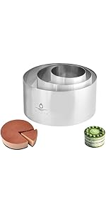 3Pcs Cake Molds for Baking, Stainless Steel Mousse Cake Rings, Mousse Ring Mold Round for Bakeware Tools-4/6/8in (2.36''H)