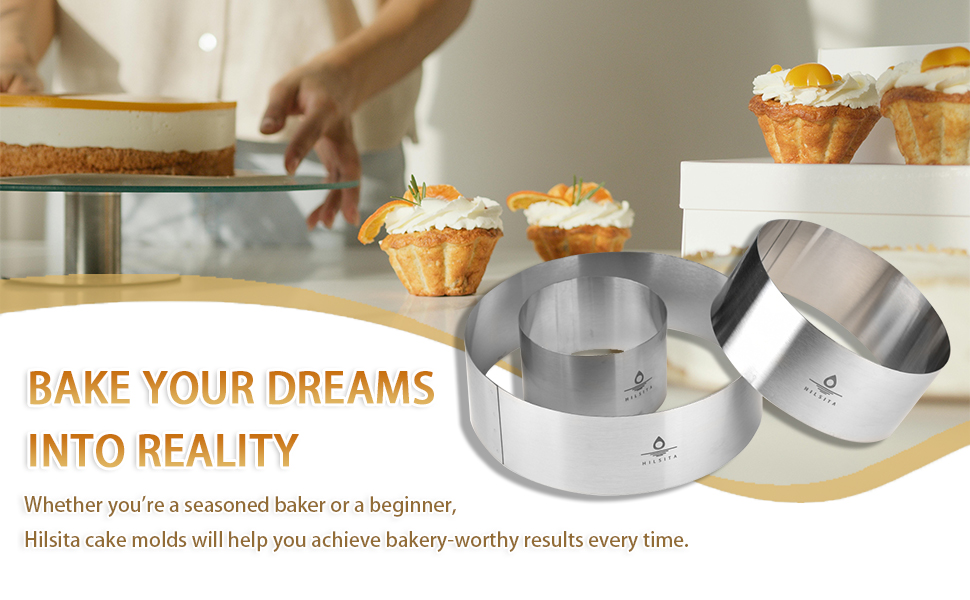 3Pcs Cake Molds for Baking, Stainless Steel Mousse Cake Rings, Mousse Ring Mold Round for Bakeware Tools-4/6/8in (2.36''H)