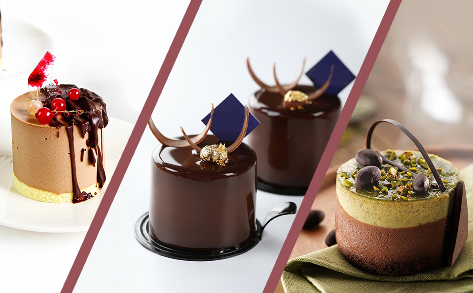 8 Pcs Cake Ring Molds, Seamless Stainless Steel Cake Cutter For Baking, 3 inch Cooking Rings with Pusher & Lifter, Dessert Mousse Molds Baking Tools, Includes 1 Pusher, 1 Lifter and 6 Rings