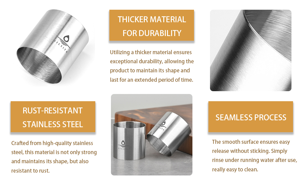 8 Pcs Seamless Mousse Cake Ring Molds, 2 Inch Food Ring Molds, Cake Cutter for Baking, Stainless Steel Round Cooking Rings, Small Size Dessert Mold for Cake and Pastry