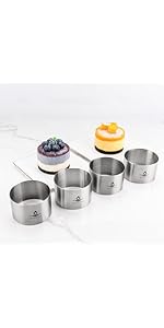 8 Pcs Seamless Mousse Cake Ring Molds, 2 Inch Food Ring Molds, Cake Cutter for Baking, Stainless Steel Round Cooking Rings, Small Size Dessert Mold for Cake and Pastry