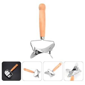 Veemoon Rolling Dough Cutter Stainless Steel Dumpling Wrapper Mold Pastry with Wood Handle Ravioli Empanada Making Tools for Kitchen