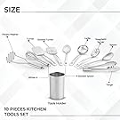 Avador® Premium Set of 10 Stainless Steel Kitchen Tool Set with Holder Easy To Clean, Space Saving, Great for Cooking, Baking, Prepping
