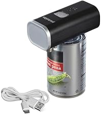 Proctor Silex Automatic Electric Can Opener, Hands Free Cordless Operation & USB Rechargeable, Self-Aligning, Cut Smooth Touch Lid Edges, Compact and Easy to Store, Red