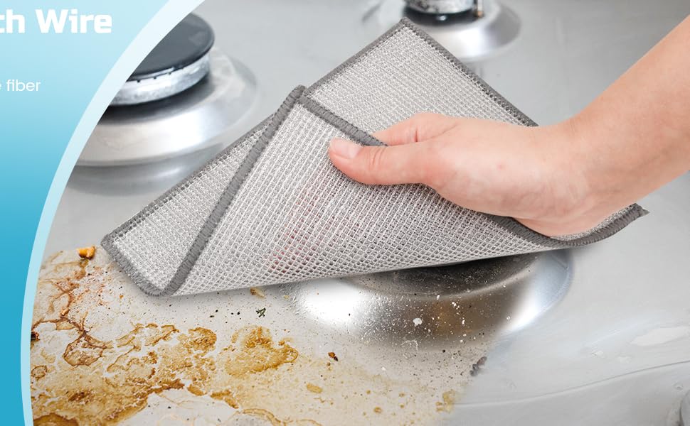 Forggon12 Pcs New Upgrade 3-Layer Metal Dish Cloth, No Scratches and No Odor, Multipurpose Wire Dishwashing Rag for Wet and Dry, Kitchen Cleaning DishRags,Sinks,Dishes,Stove Top, Dimensions(7.08X8.86)