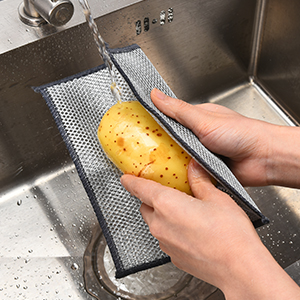Forggon12 Pcs New Upgrade 3-Layer Metal Dish Cloth, No Scratches and No Odor, Multipurpose Wire Dishwashing Rag for Wet and Dry, Kitchen Cleaning DishRags,Sinks,Dishes,Stove Top, Dimensions(7.08X8.86)