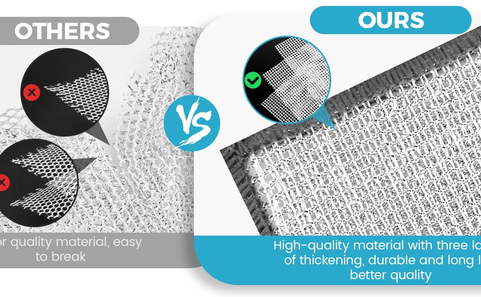 Forggon12 Pcs New Upgrade 3-Layer Metal Dish Cloth, No Scratches and No Odor, Multipurpose Wire Dishwashing Rag for Wet and Dry, Kitchen Cleaning DishRags,Sinks,Dishes,Stove Top, Dimensions(7.08X8.86)