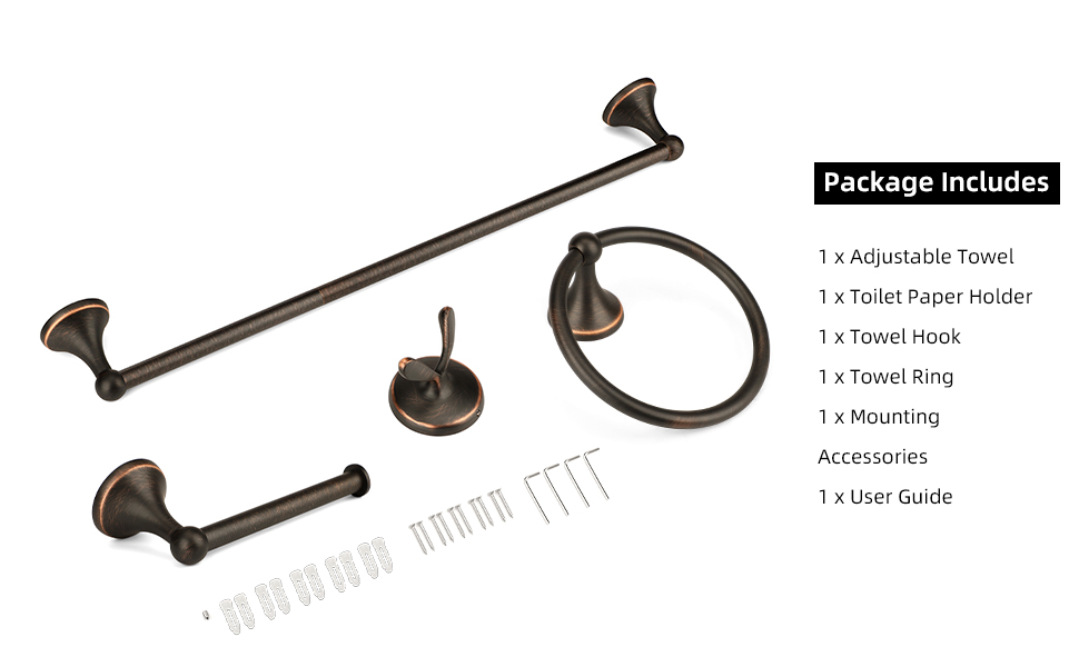 4 Piece Antique Bathroom Hardware Accessories Set Oil Rubbed Bronze,24 Inch Towel Bar Set,Towel Rack Set,Bathroom Towel Holder Set