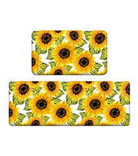 MAYHMYO Sunflower Kitchen Mat Set of 2 - Anti Fatigue Mats for Kitchen Floor - Non Slip Cushioned Rugs for Standing - Sunflower Decor (17.3