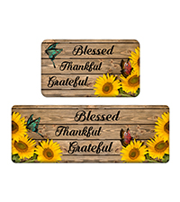MAYHMYO Sunflower Kitchen Mat Set of 2 - Anti Fatigue Mats for Kitchen Floor - Non Slip Cushioned Rugs for Standing - Sunflower Decor (17.3